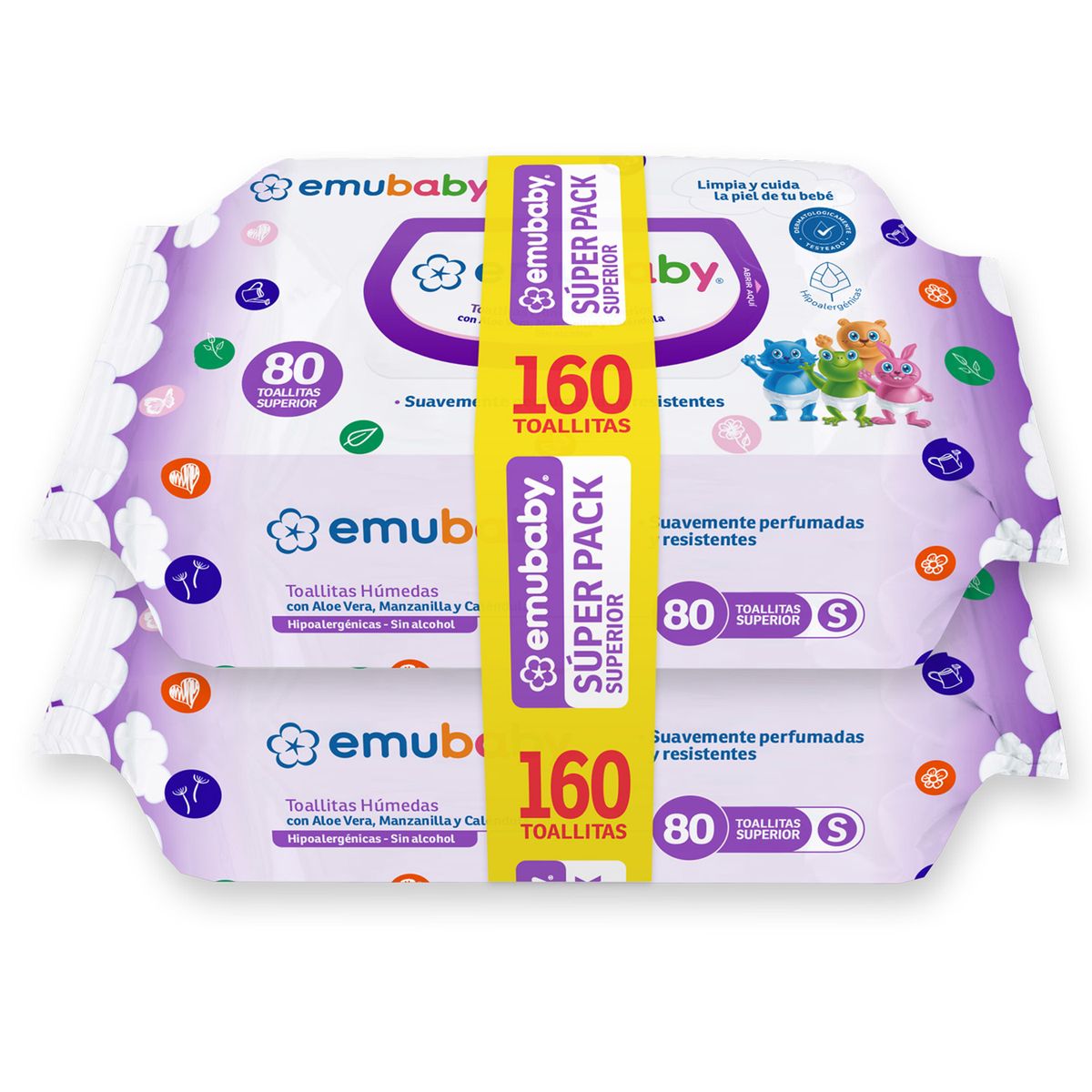 EMUBABY - Pack Toallitas Húmedas Emu Baby Superior 2 x 80 Unidades