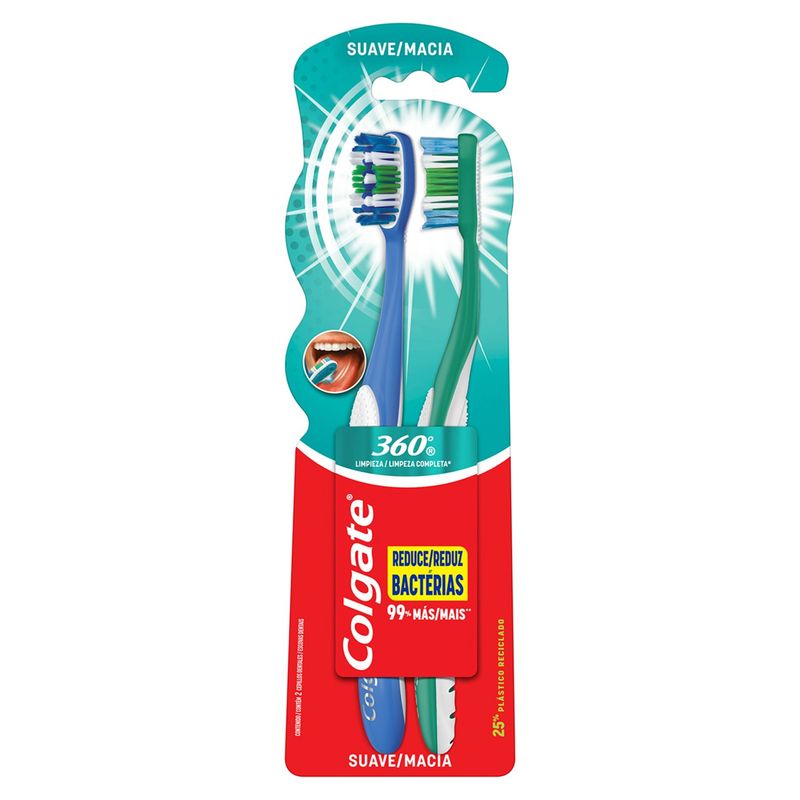 COLGATE - Cepillo de Dientes Colgate 360° Suave 2 Un