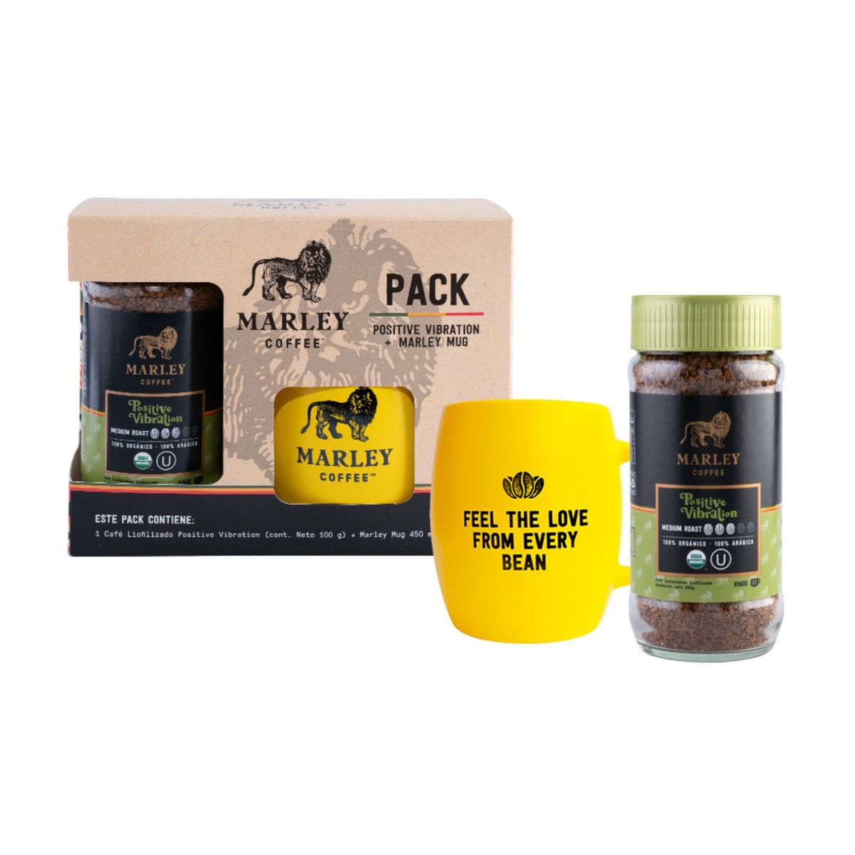 MARLEY COFFEE - Café Liofilizado Positive Vibration Marley Coffee 100 g + Mug 450 ml