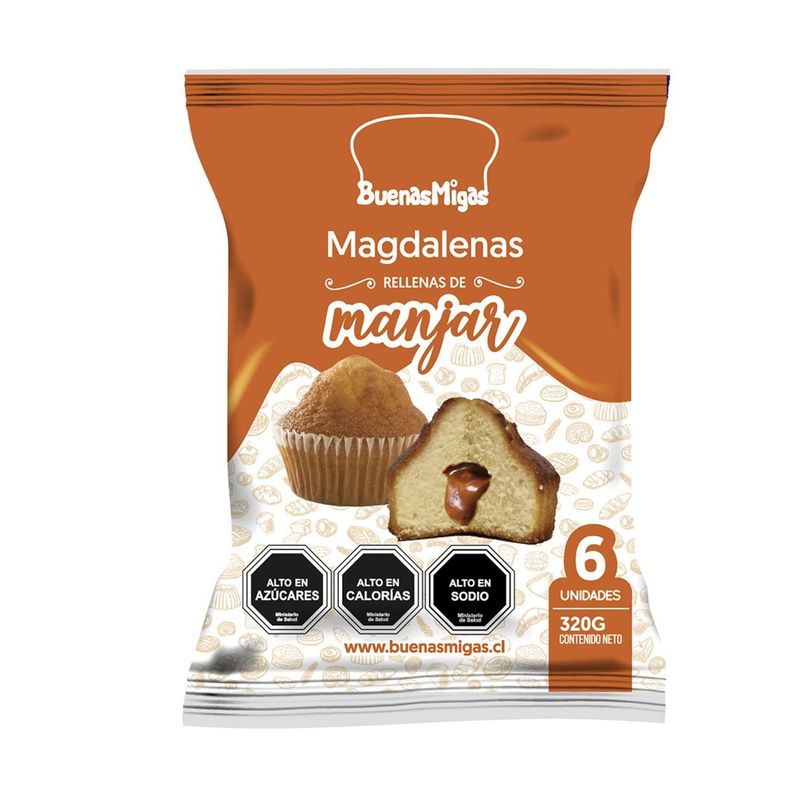 BUENAS MIGAS - MAGDALENA RELLENA MANJAR 6 UNI 600GRS
