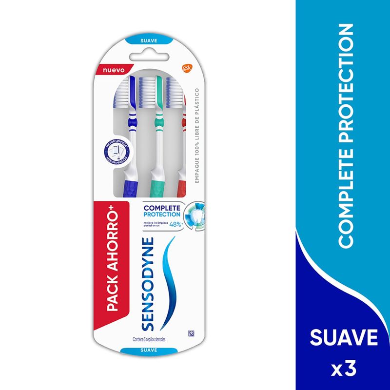 SENSODYNE - Pack Cepillos Dentales Sensodyne Complete Protection Suave 3 Un