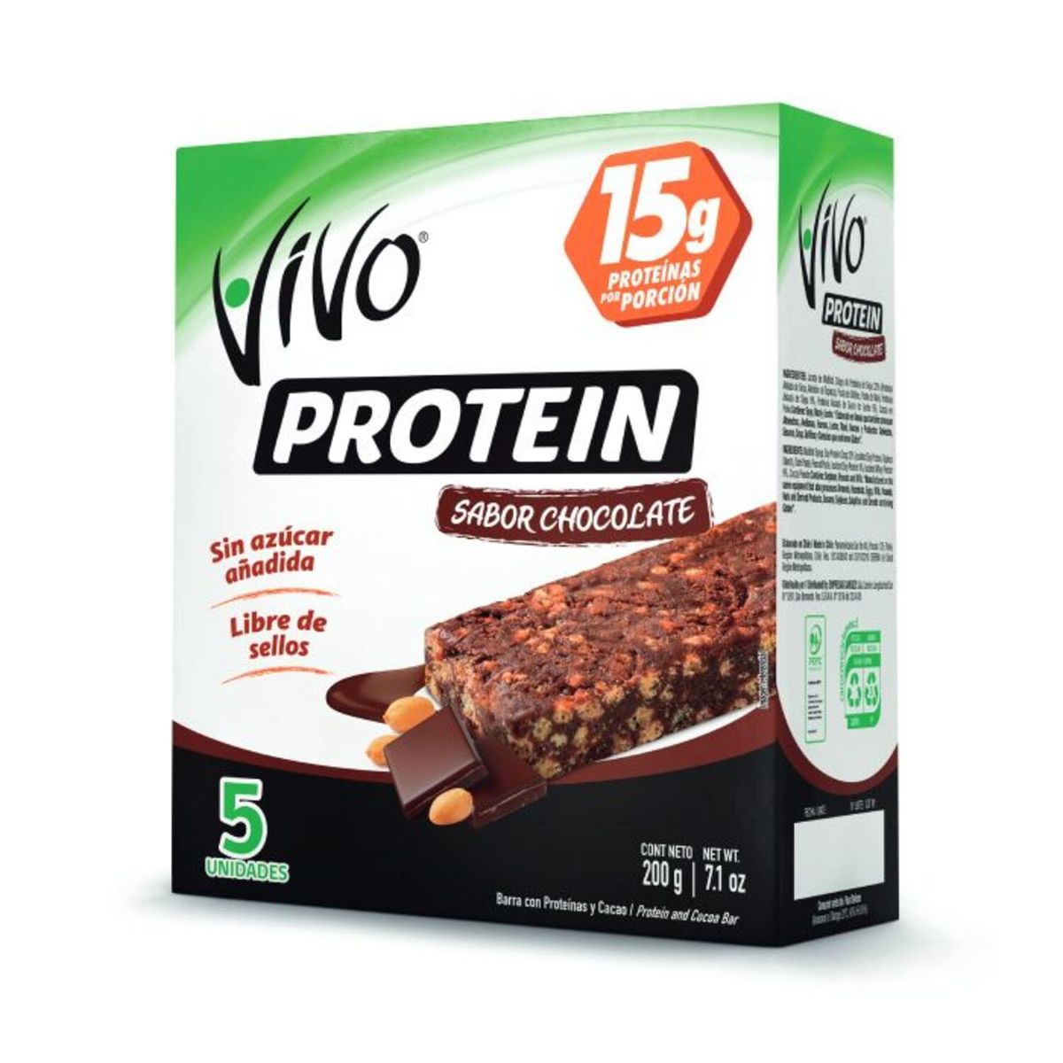 VIVO - Barra Proteína Vivo sabor Chocolate 5 x 40 g