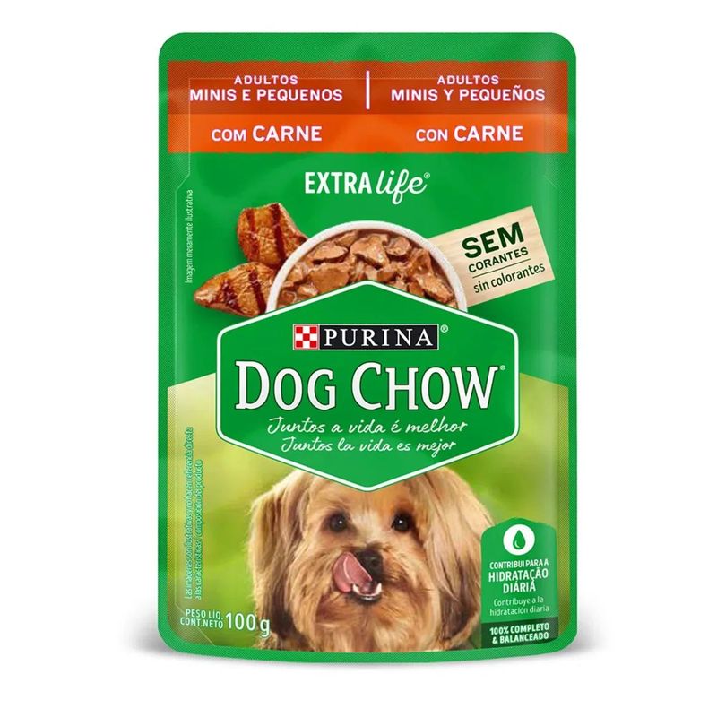 DOG CHOW - Alimento para Perro Pouche Dog Chow Sabor Carne Raza Pequeña 100 g