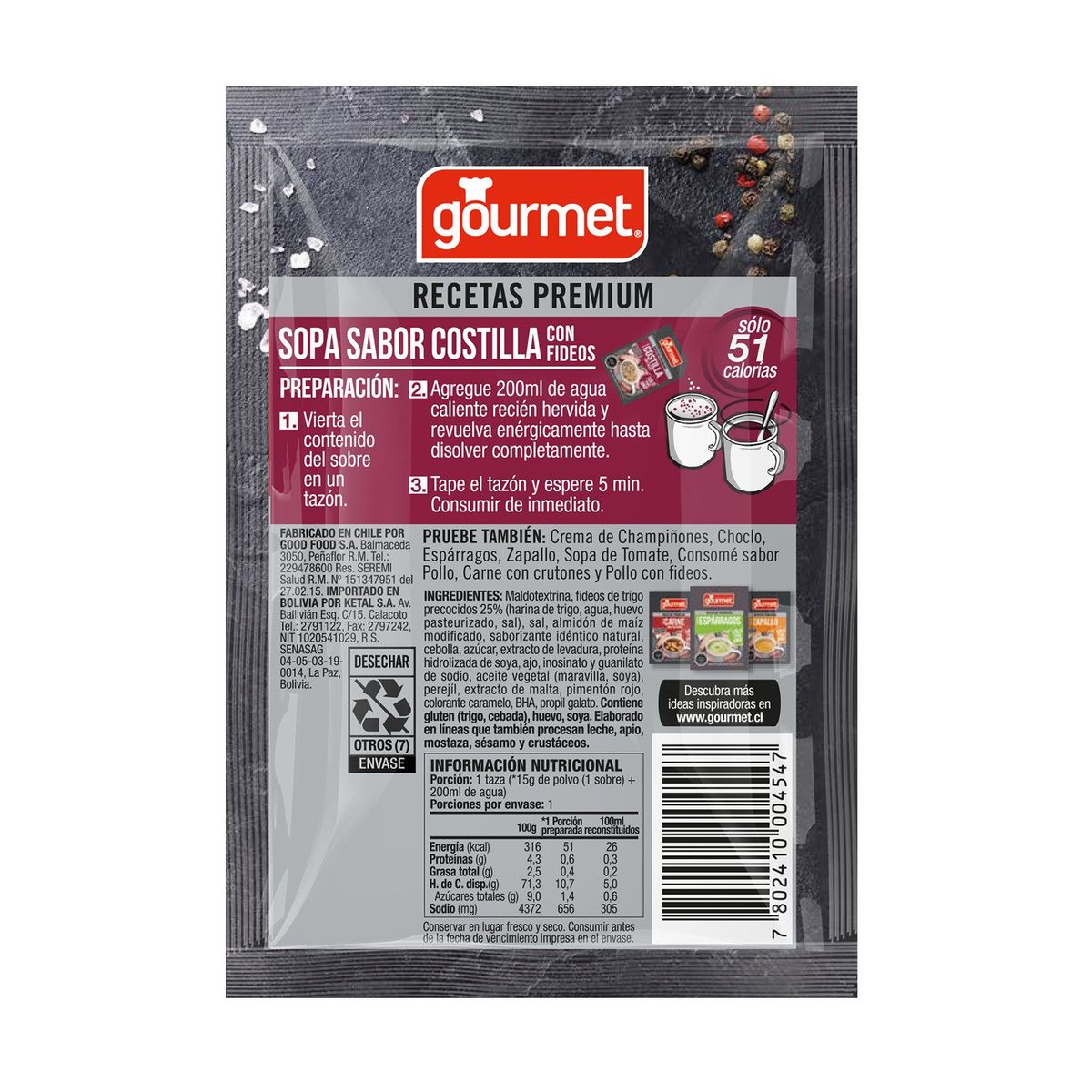 GOURMET - Sopa Costilla con Fideos Gourmet 15 g