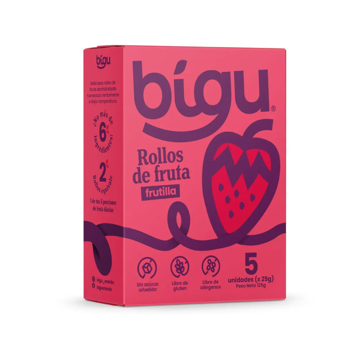 BIGU - Rollos de Fruta Natural Frutilla Bigu 125 g