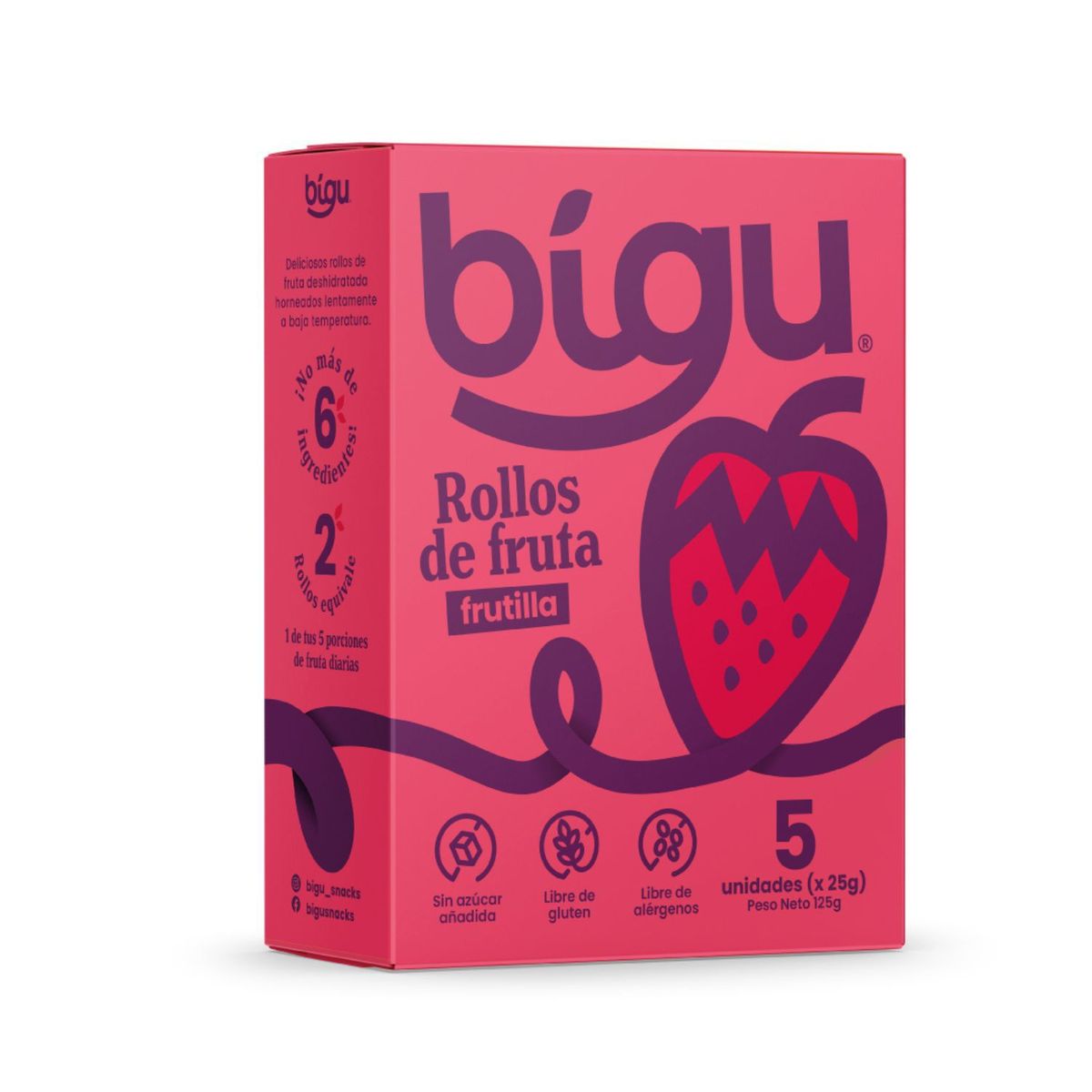 BIGU - Rollos de Fruta Natural Frutilla Bigu 125 g
