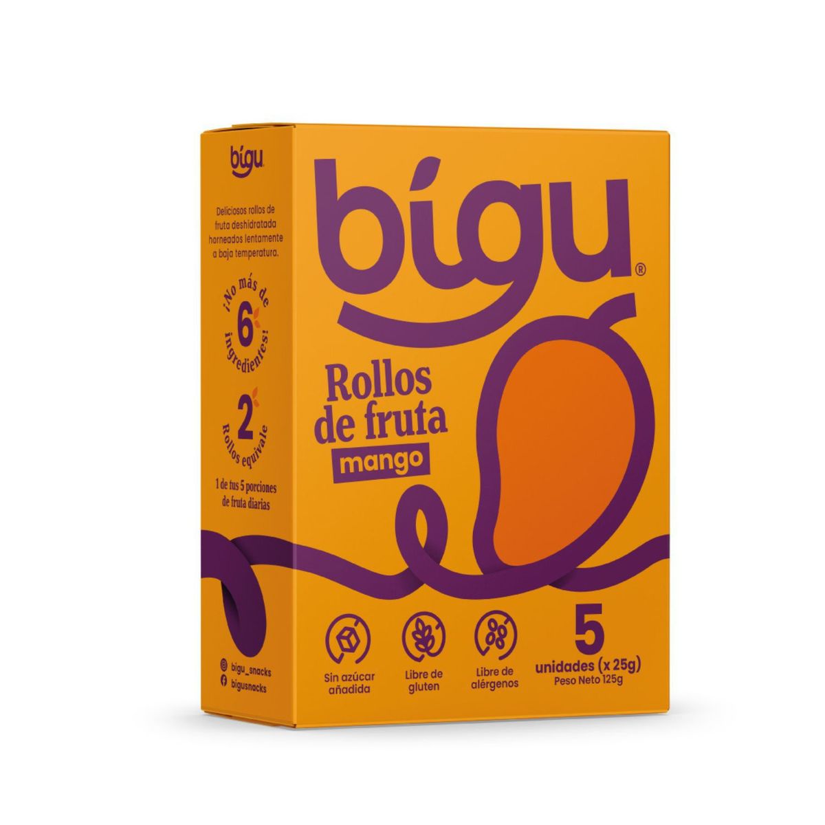 BIGU - Rollos de Fruta Natural Mango Bigu 125 g