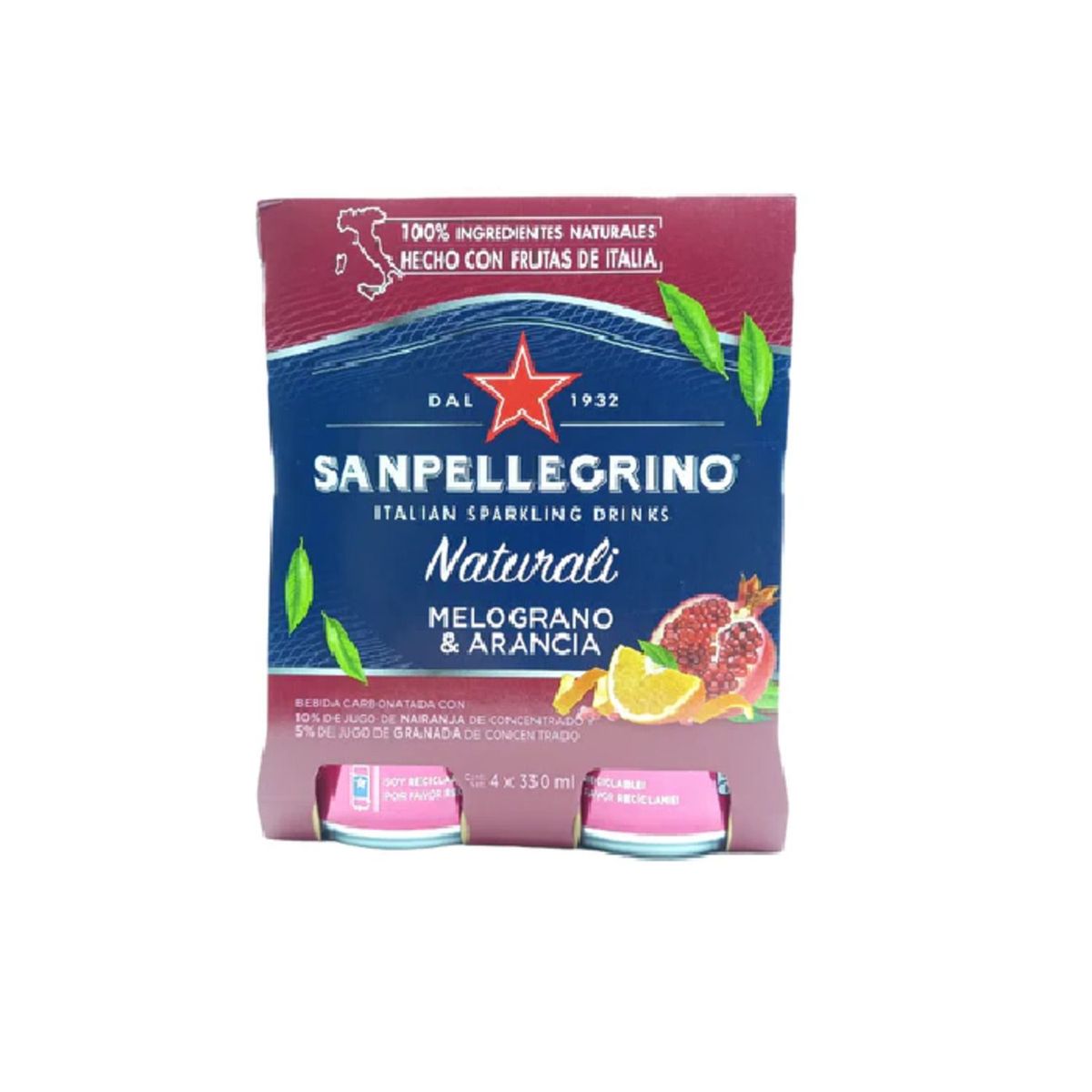 SAN PELLEGRINO - Pack Agua Saborizada San Pellegrino Melograno e Arancia 4 x 330 ml