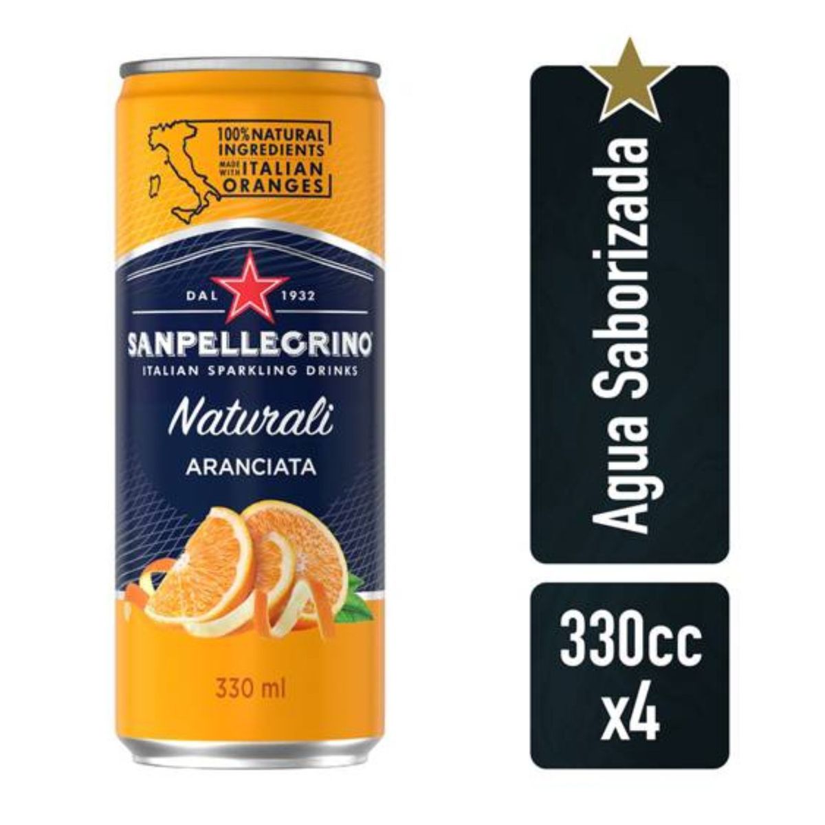 SAN PELLEGRINO - Pack Agua Saborizada Aranciata San Pellegrino 4 x 330 ml