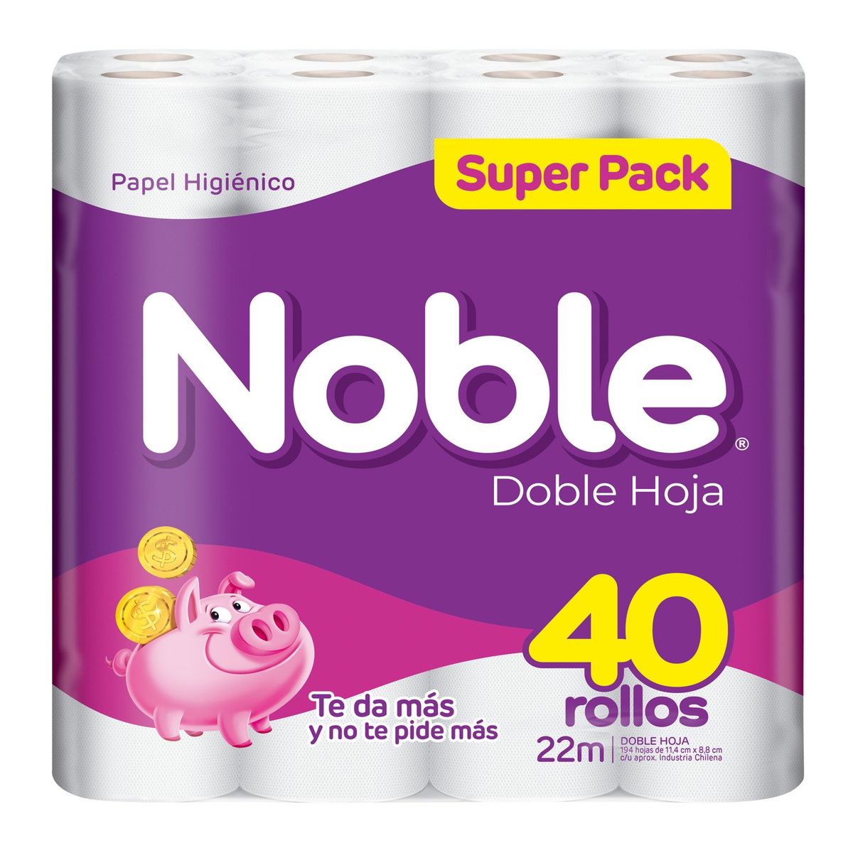 NOBLE - Papel Higiénico Noble Doble Hoja 40 x 22 mts