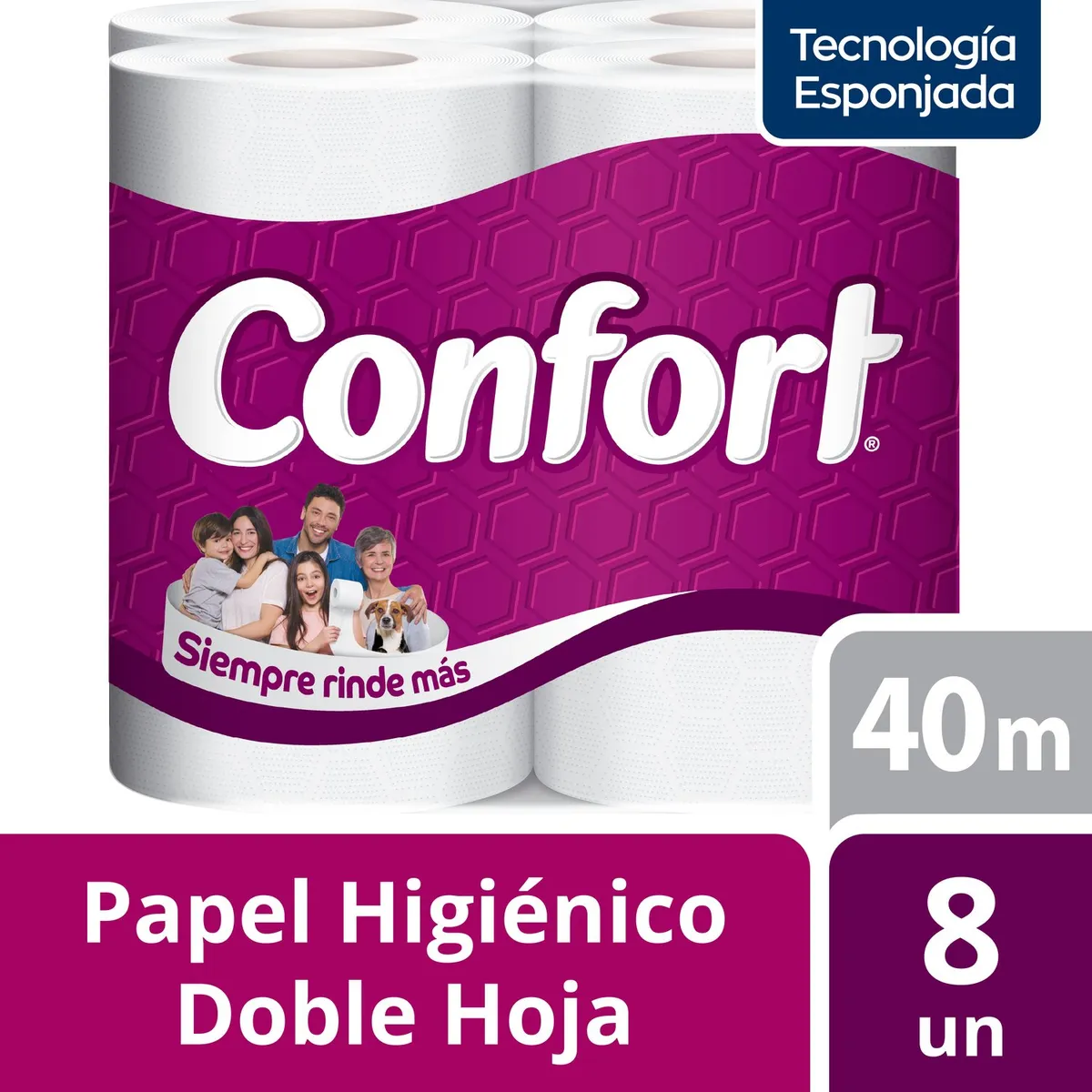 CONFORT - Papel Higiénico Confort Doble Hoja 8 x 40 mts