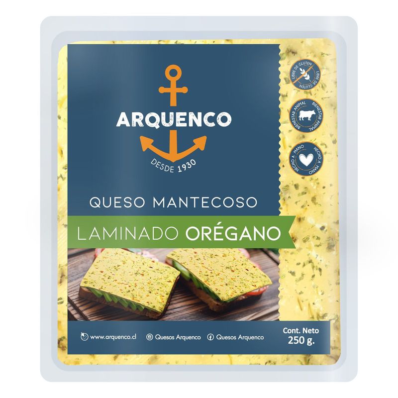 ARQUENCO - Queso Mantecoso Laminado Orégano Arquenco 250 g