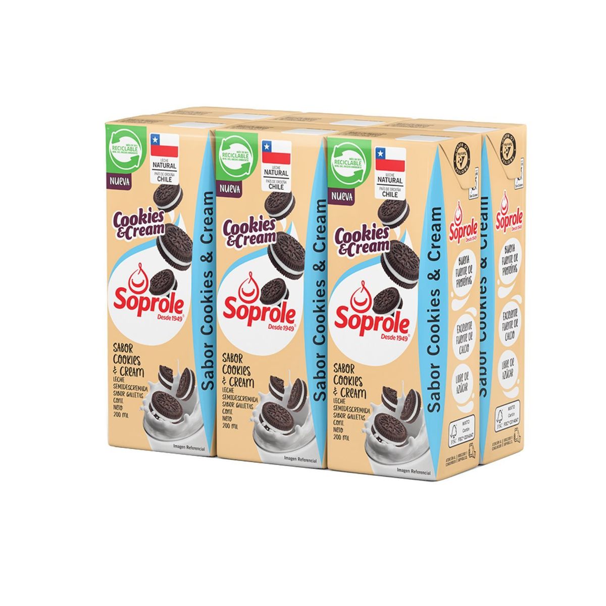SOPROLE - Pack Leche Semidescremada Sabor Cookies & Cream