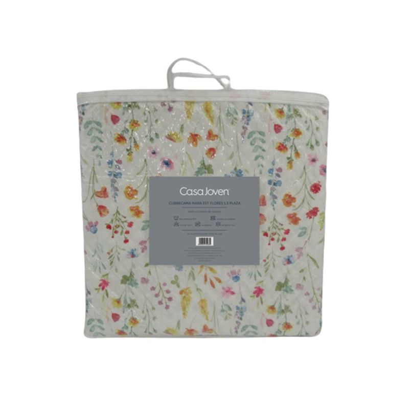 CASA JOVEN - Cubrecama Mara Estampado Flores 1.5 Plaza