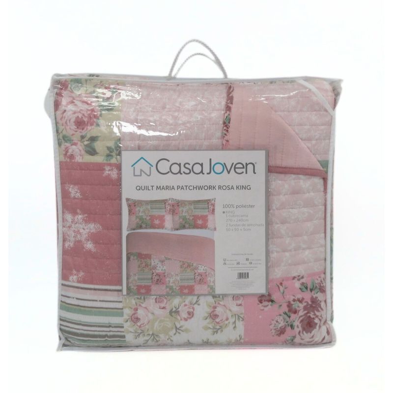 CASA JOVEN - Quilt Maria Patchwork Rosa King