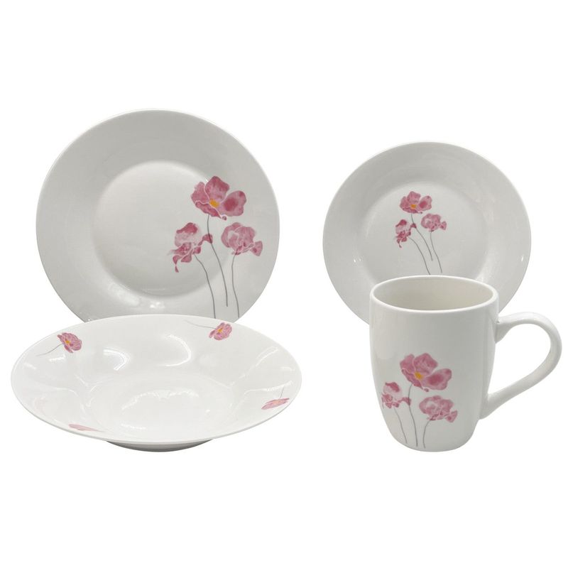 CASA JOVEN - Porcelana 16Pz Flores Rosada