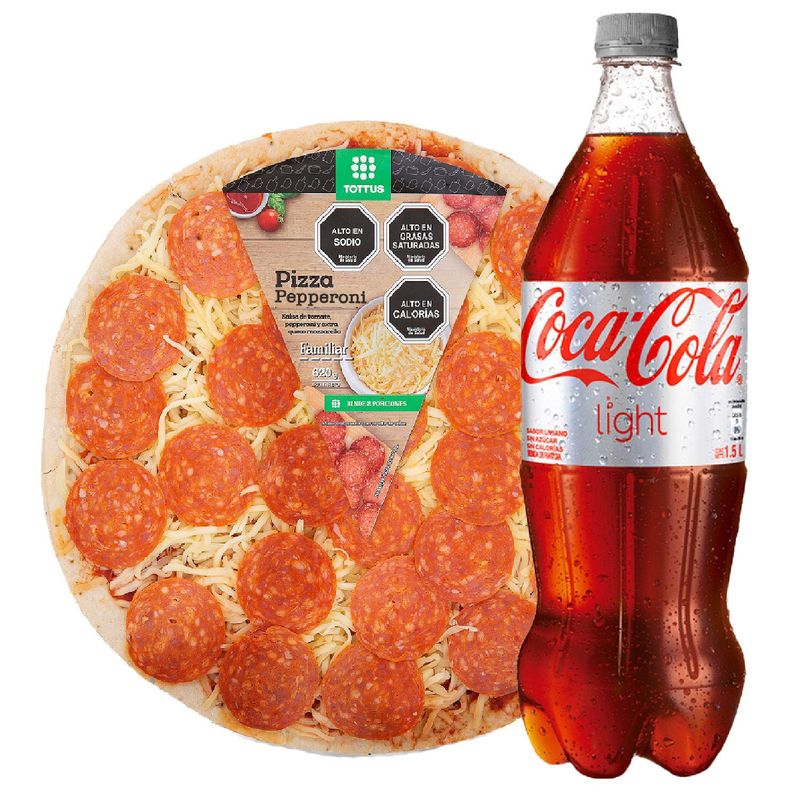 TOTTUS - Combo Pizza Pepperoni +Coca Cola Light 1.5 Lt