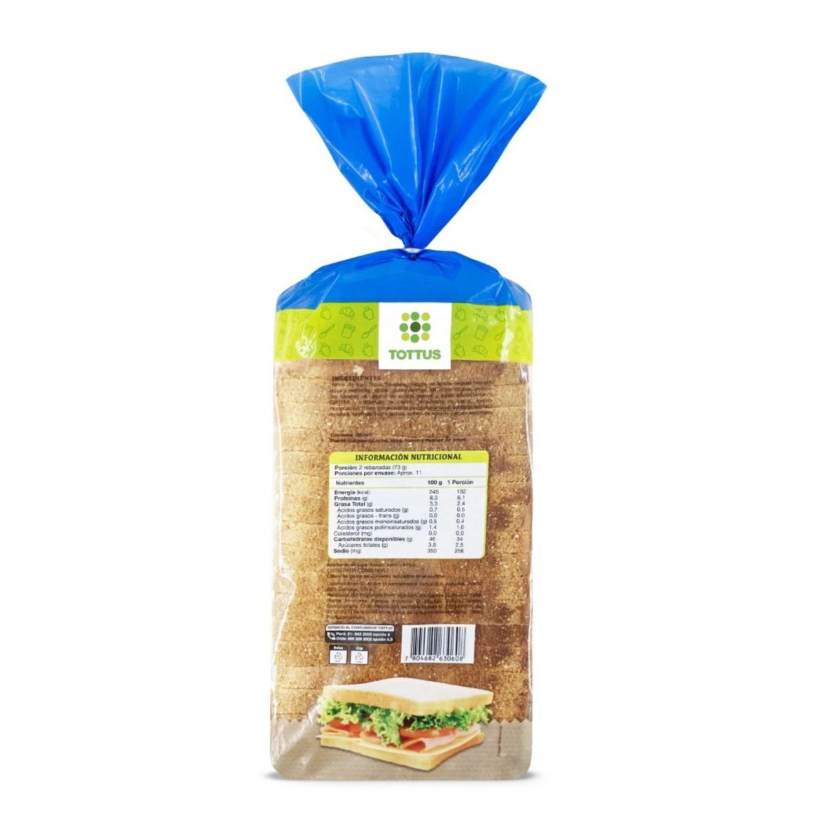 TOTTUS - Pan de Molde Blanco Sandwich Tottus 800 g