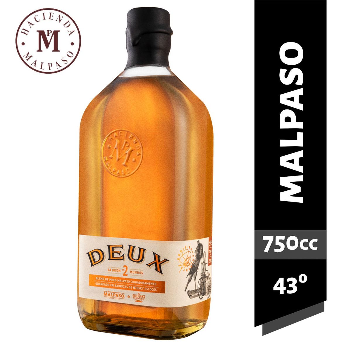 MAL PASO - Licor Blend Pisco y Whisky Deux Mal Paso 43° 750 ml