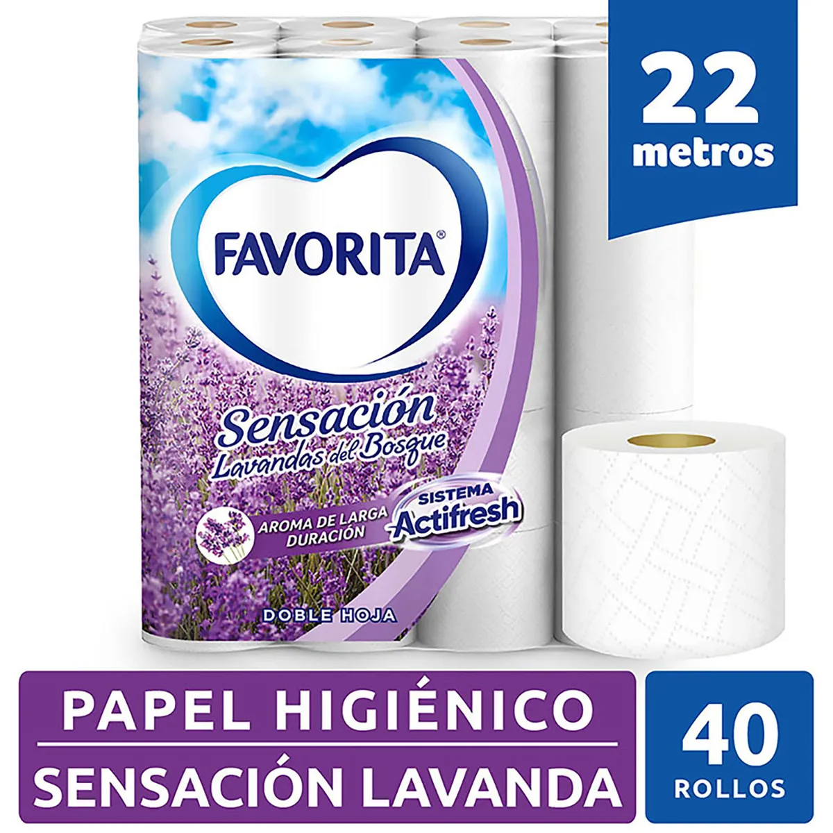 FAVORITA - Papel Higiénico Favorita Doble Hoja 22 mts 40 Un