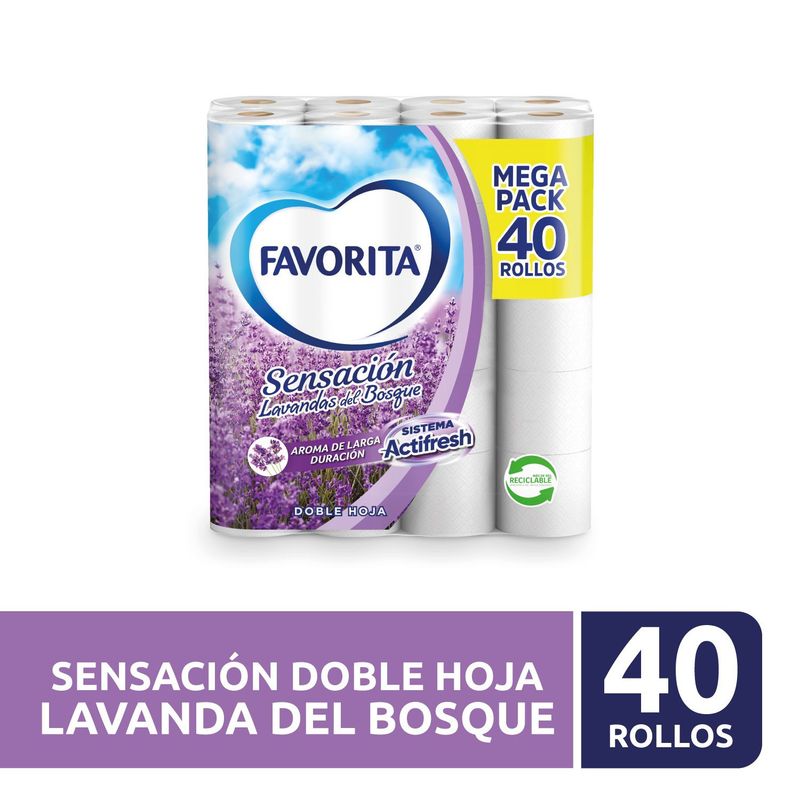 FAVORITA - Papel Higiénico Favorita Doble Hoja 22 mts 40 Un