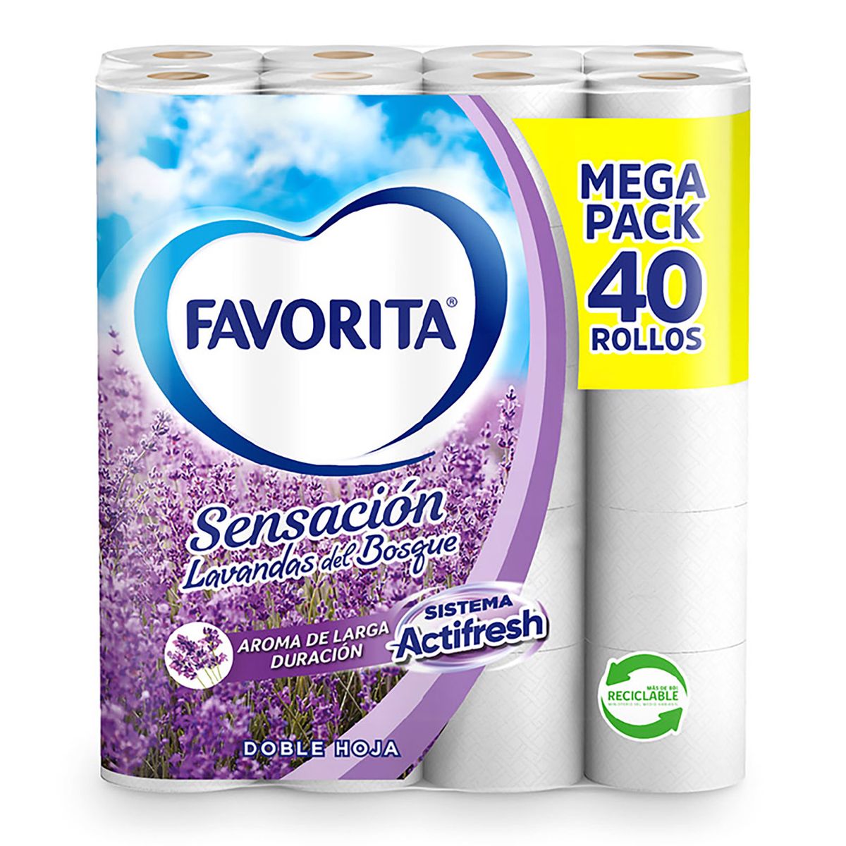 FAVORITA - Papel Higiénico Favorita Doble Hoja 22 mts 40 Un