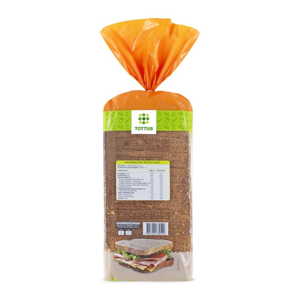 TOTTUS - Pan de Molde Integral Sandwich Tottus 800 g