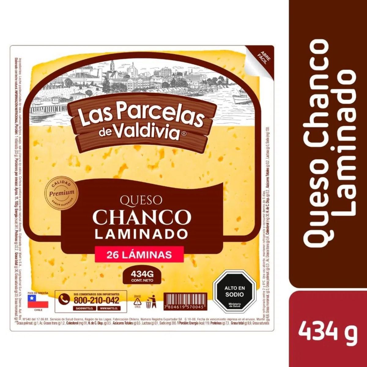 LAS PARCELAS DE VALDIVIA - Queso Chanco Laminado Las Parcelas de Valdivia 434 g