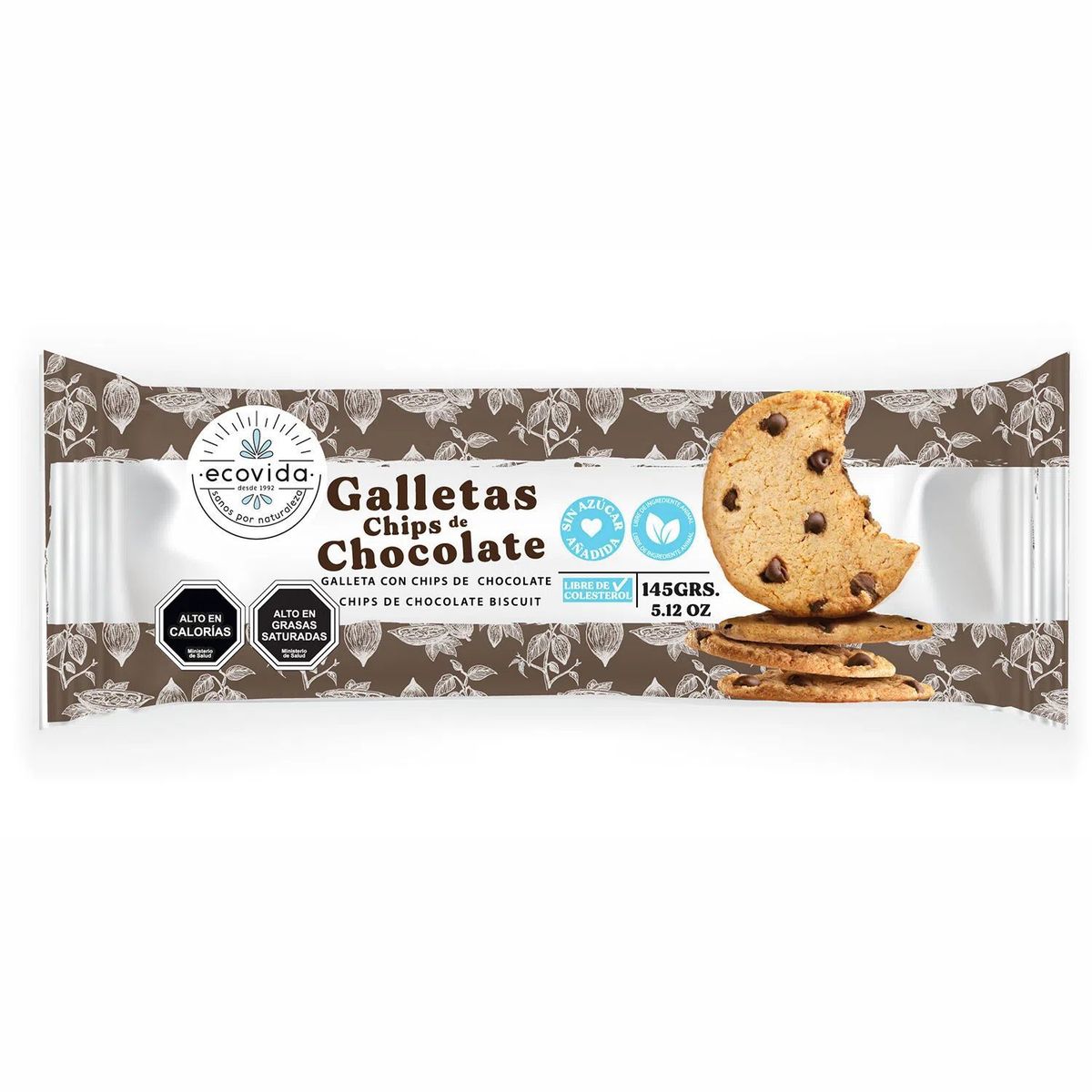 ECOVIDA - Galletas Biscuit Chips Chocolate Sin Azúcar Ecovida 145 g