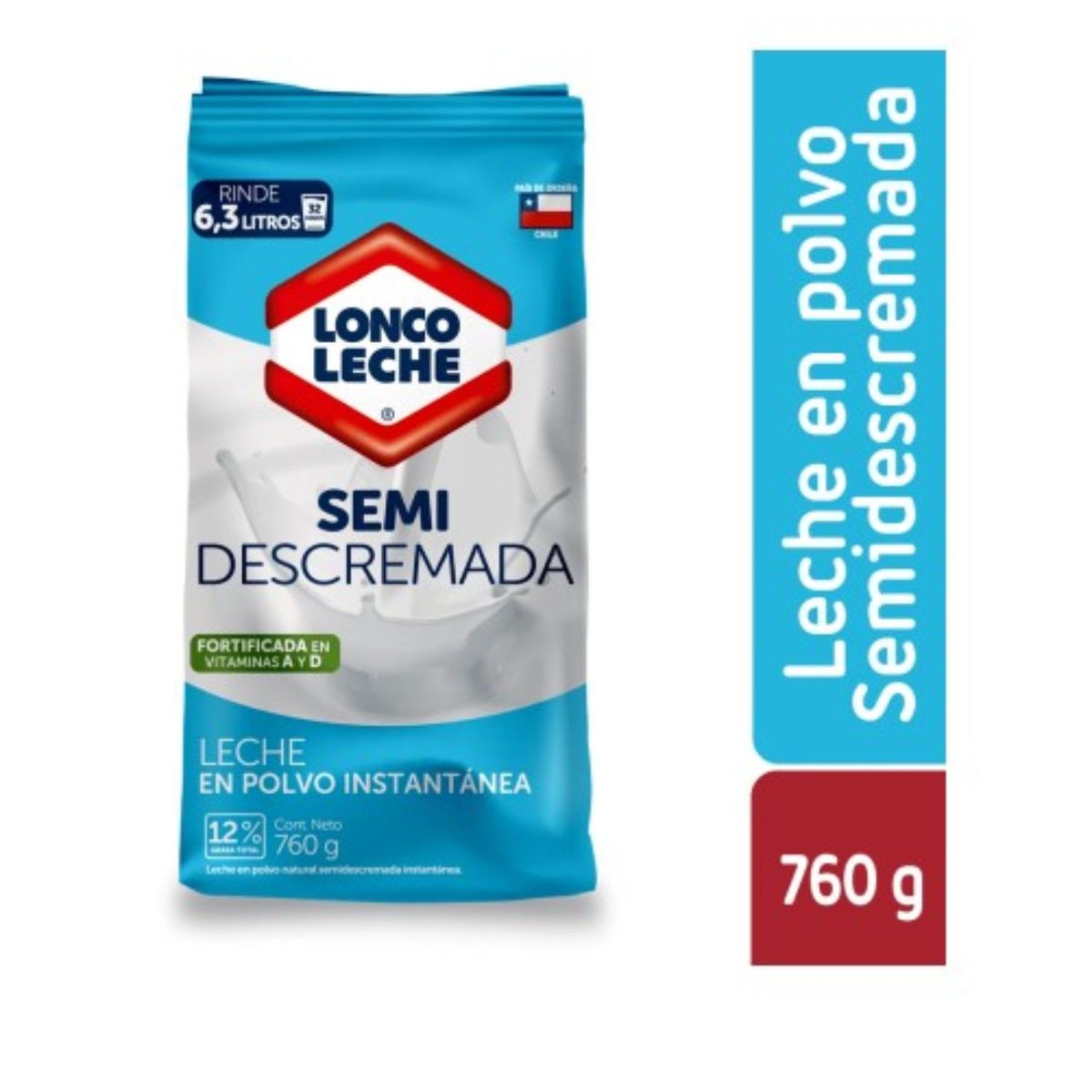 LONCOLECHE - Leche en Polvo Semidescremada Loncoleche  760 g