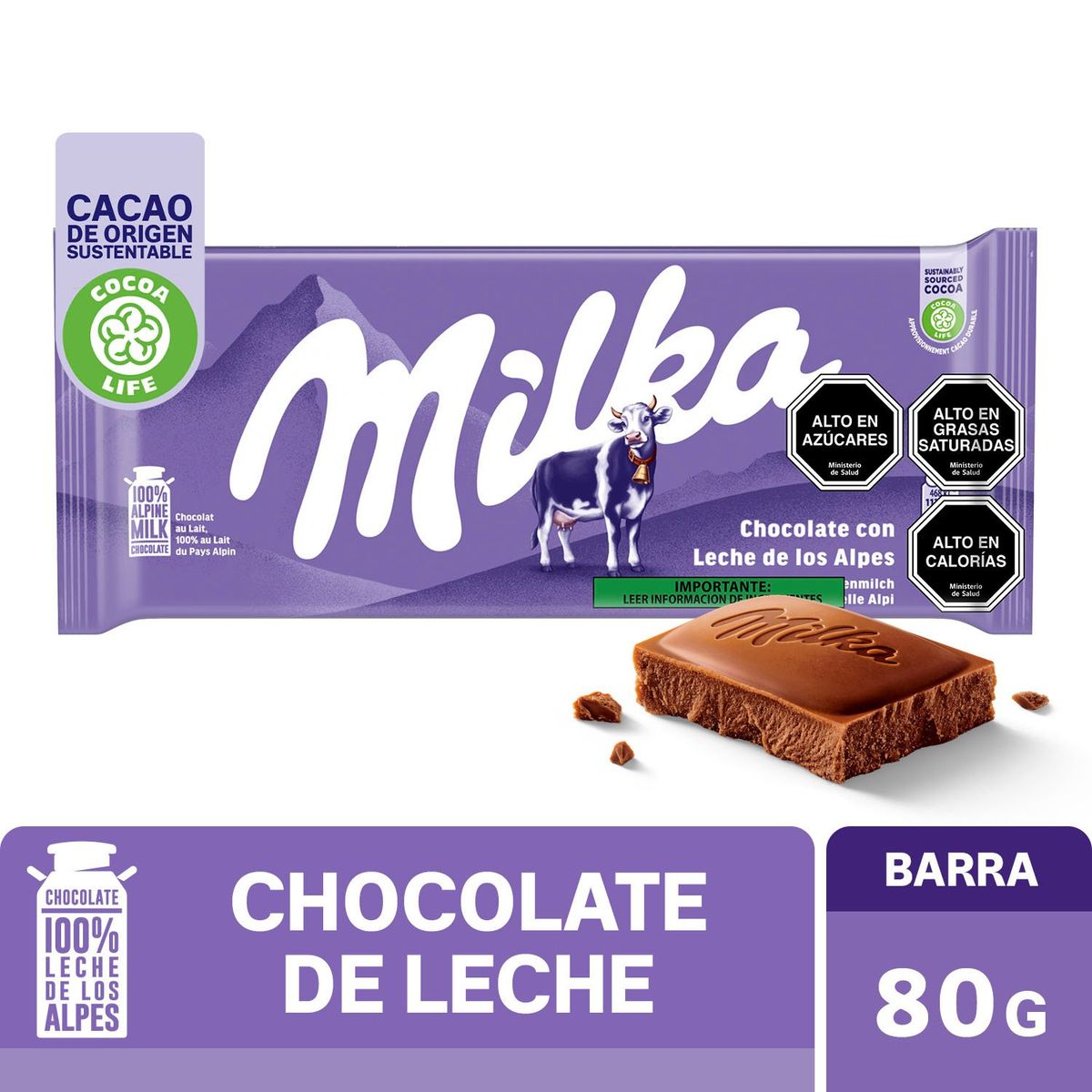 MILKA - Chocolate de Leche Milka - 80 GR