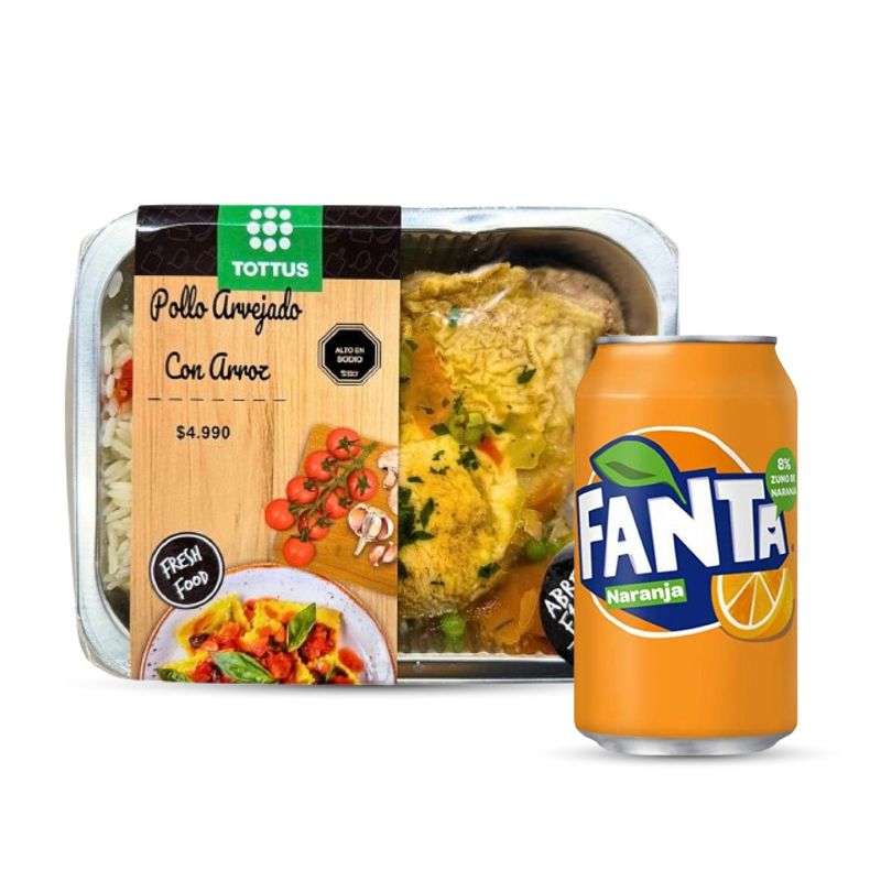 TOTTUS - Combo Trutro de Pollo Arvejado con Arroz + Fanta Normal Lata 350 ml