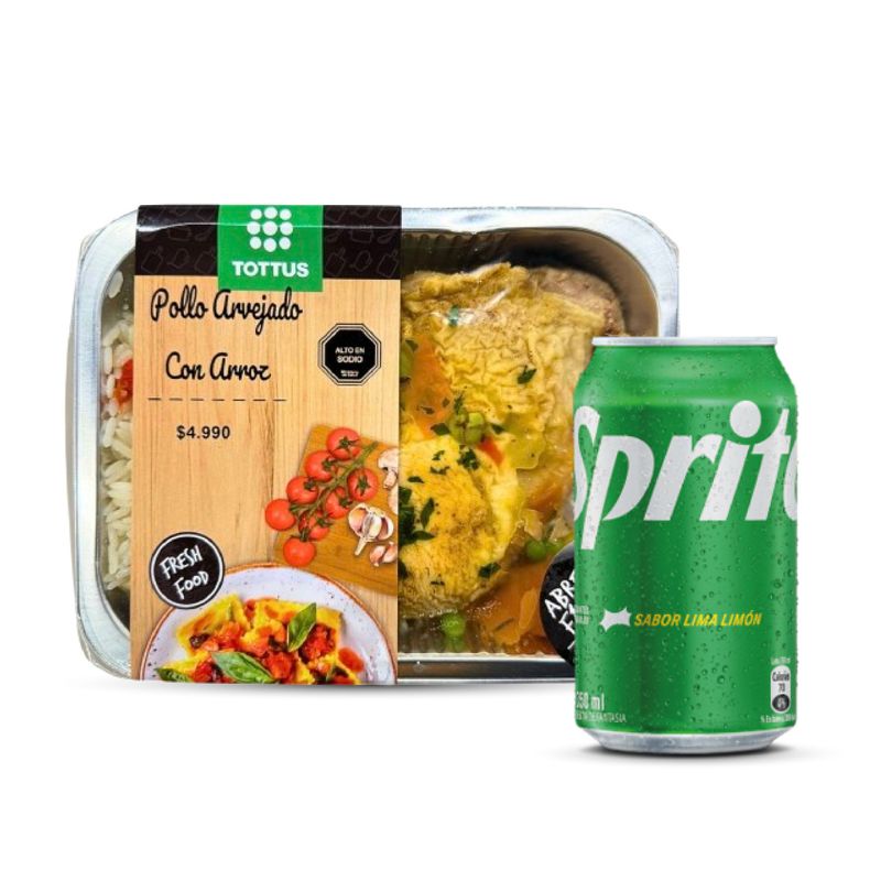 TOTTUS - Combo Trutro de Pollo Arvejado con Arroz + Sprite Normal Lata 350 ml