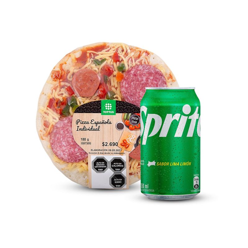 TOTTUS - Combo Pizza Española Individual + Sprite Normal Lata 350 ml