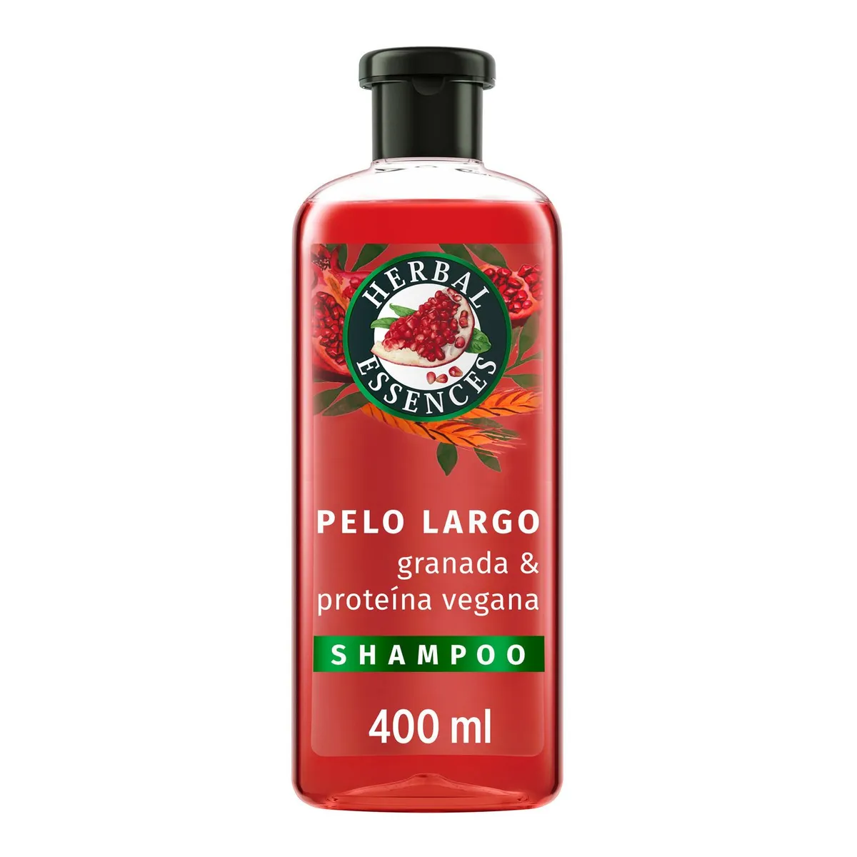 HERBAL ESSENCES - Shampoo Pelo Largo Granada y Proteína Vegana