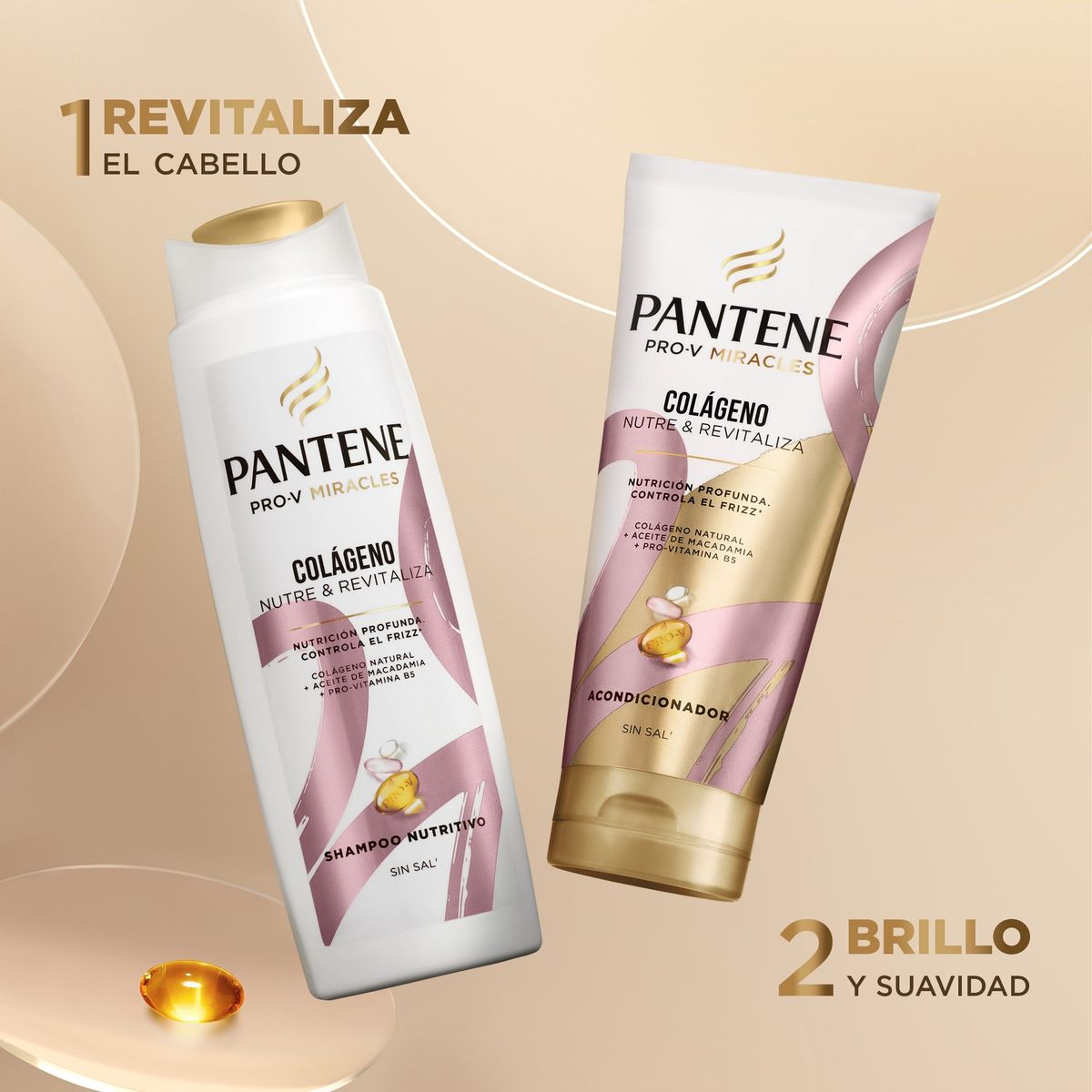 PANTENE - Pack Shampoo y Acondicionador Colágeno Pantene 300 ml + 350 ml