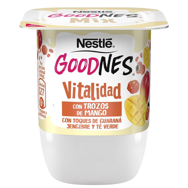 NESTLE - Yoghurt Goodnes Trozos de Mango, Guaraná, Jengibre y Té Verde 140 g 
