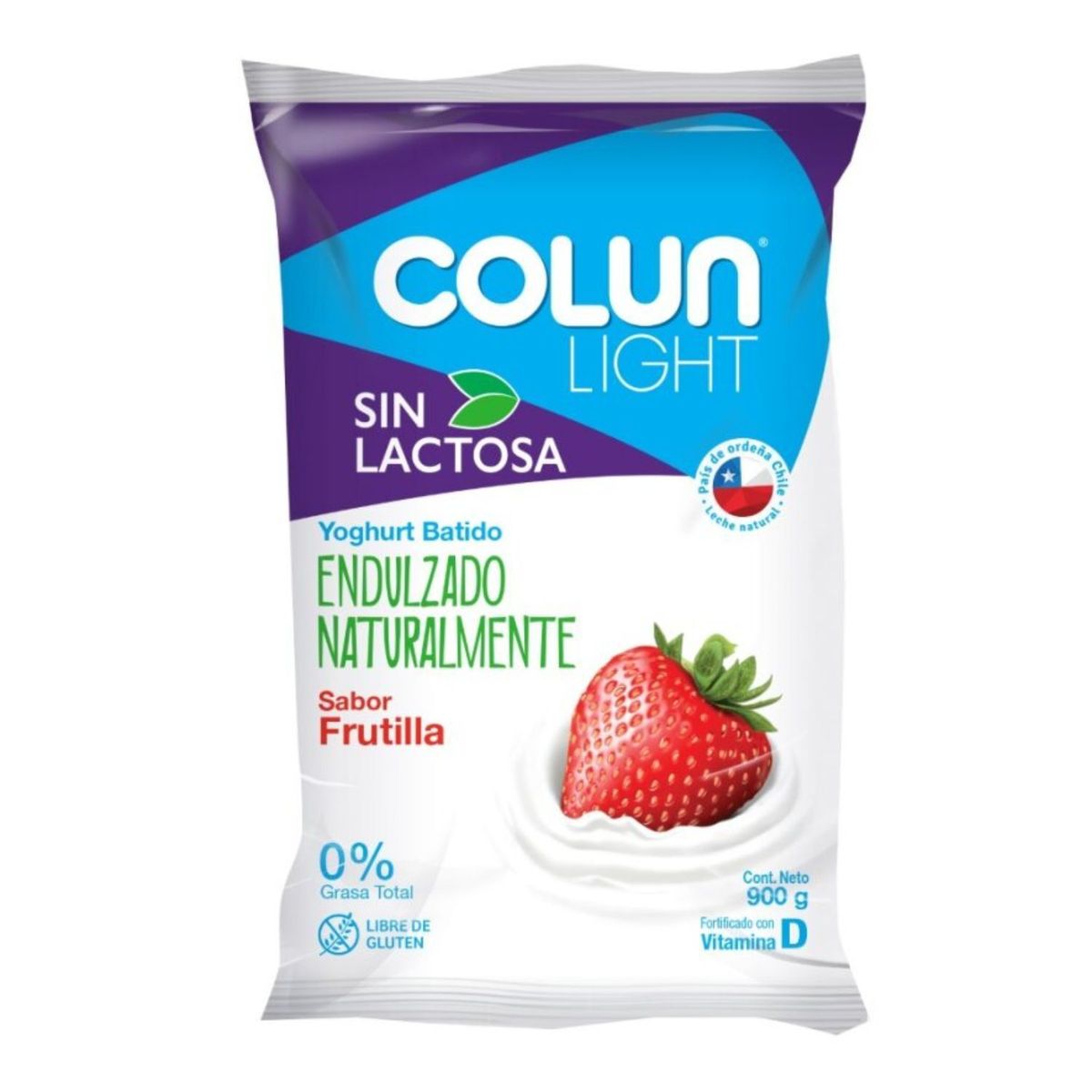 COLUN - Yoghurt Light Sin Lactosa Sabor Frutilla Colun 900 g