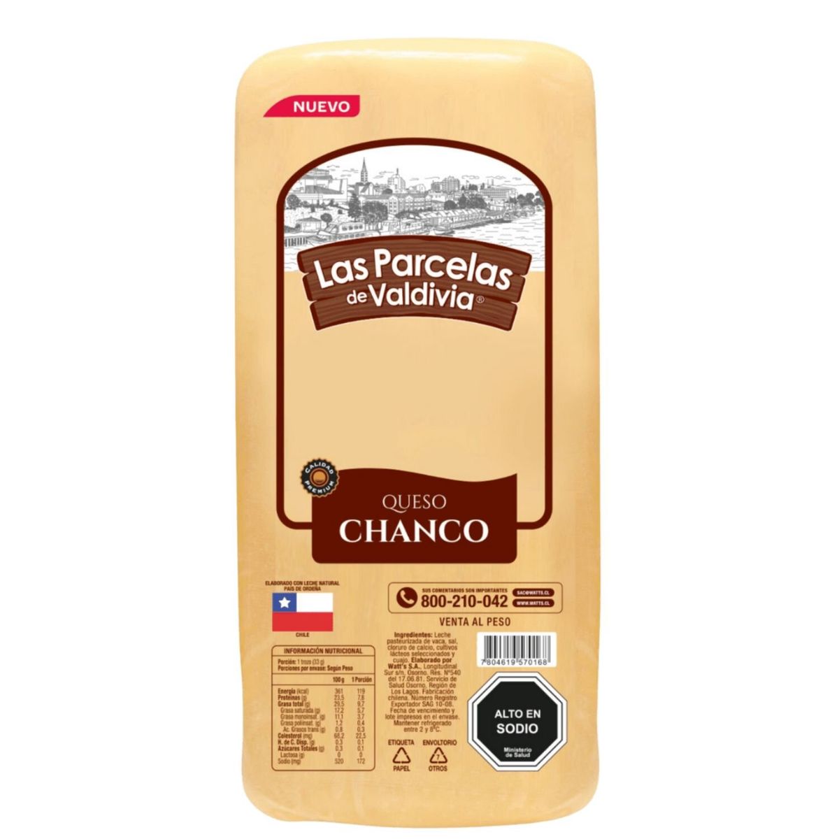 LAS PARCELAS DE VALDIVIA - Queso Chanco en Trozo Las Parcelas de Valdivia a Granel