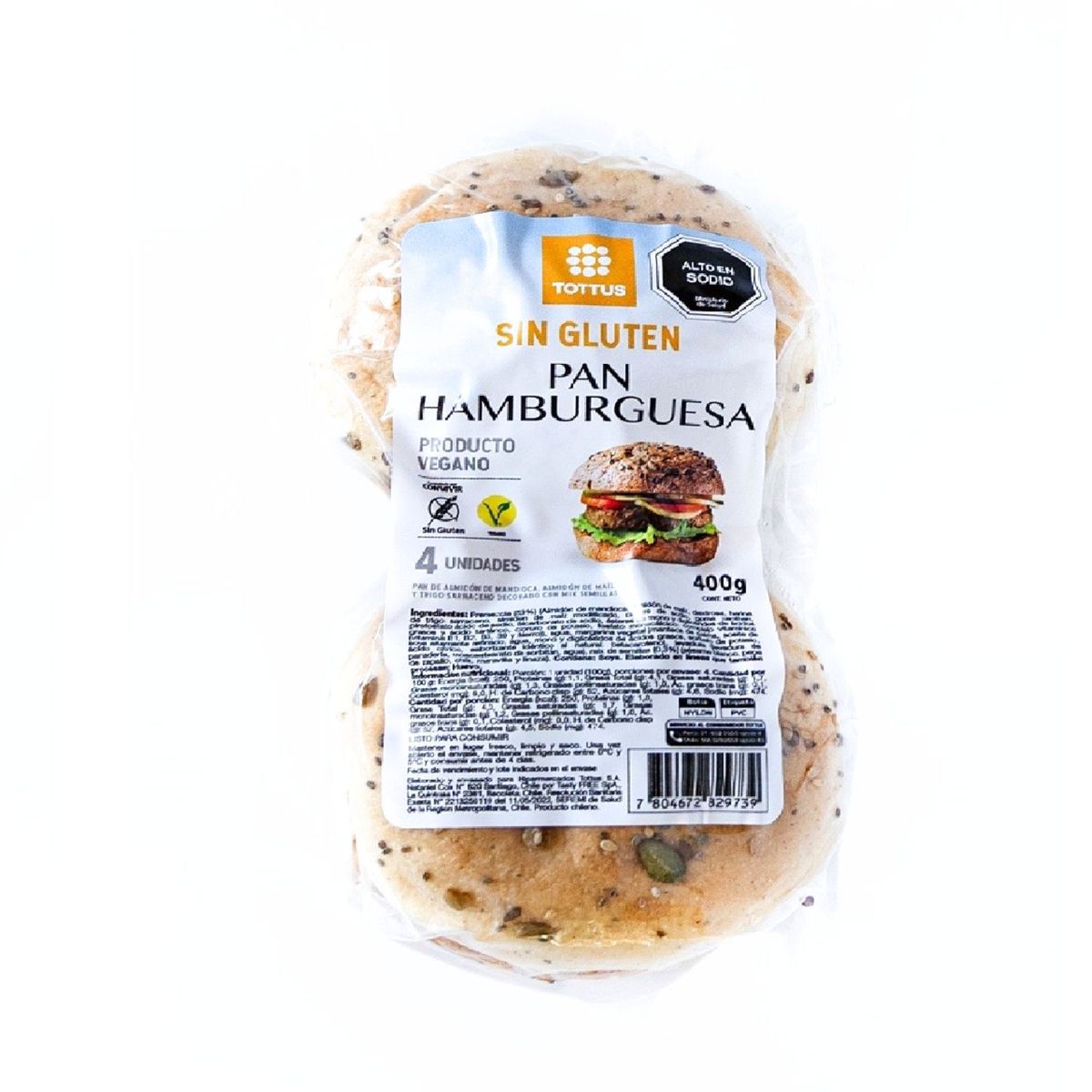 TOTTUS - Pan de Hamburguesa Sin Gluten Tottus 400 g
