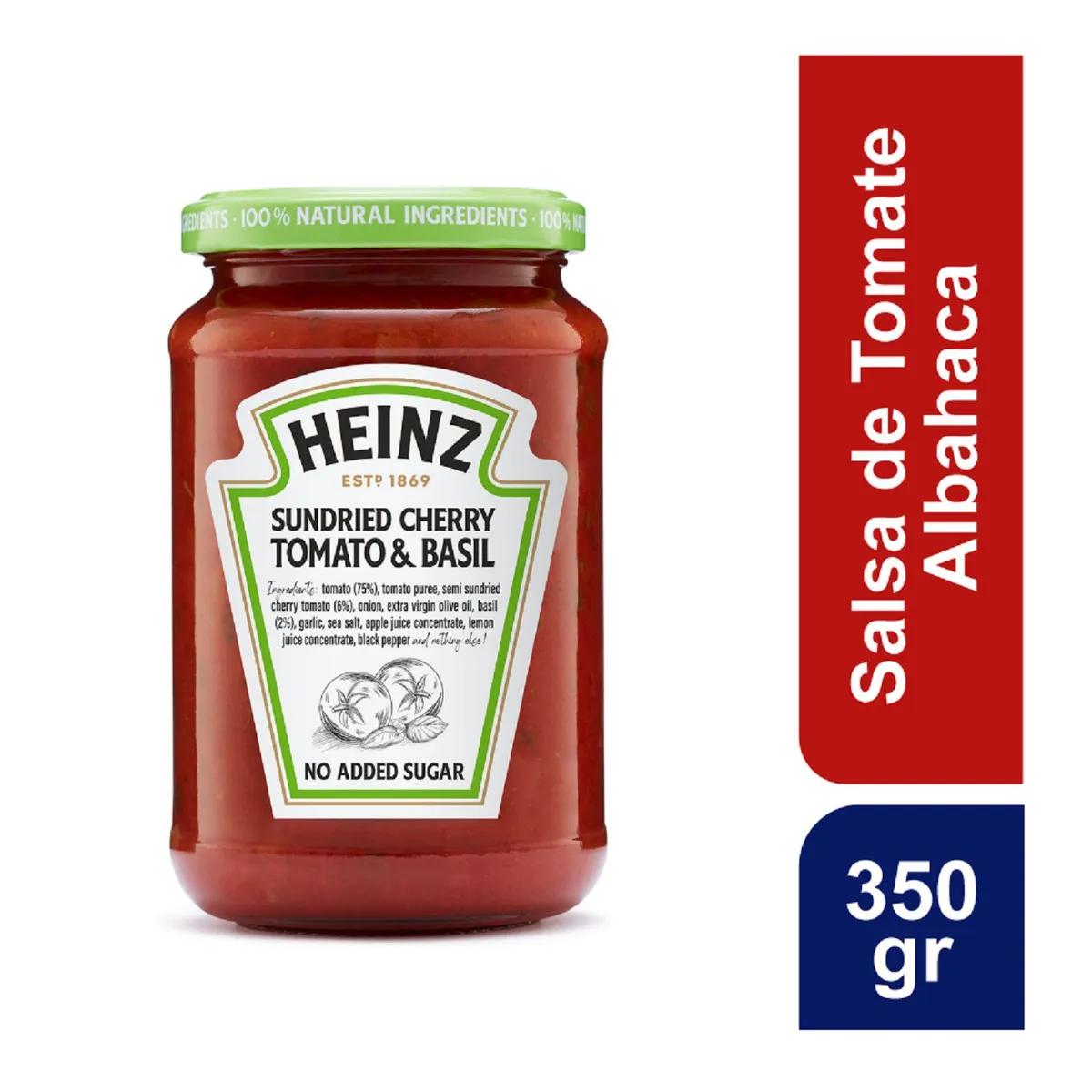 HEINZ - Salsa de Tomate Heinz Albahaca Frasco 350 g