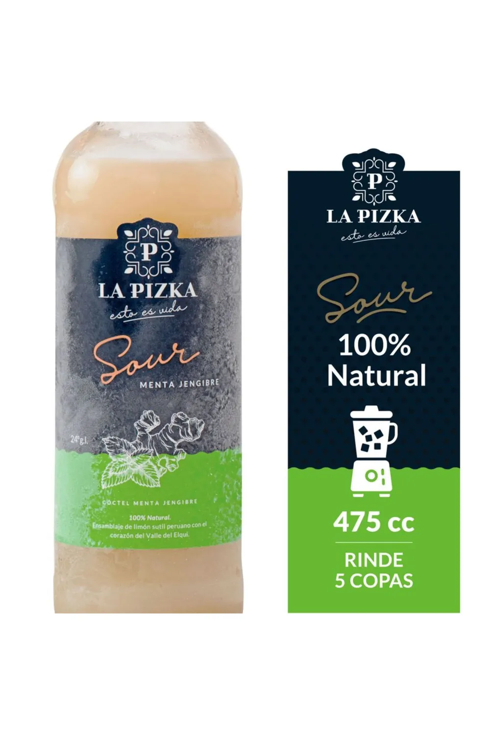 Cóctel Sour Menta Jengibre La Pizka 24° 475 cc | Tottus Chile