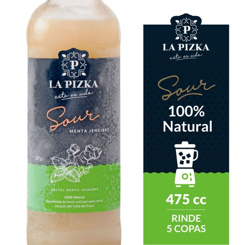 LA PIZKA - Cóctel Sour Menta Jengibre La Pizka 24° 475 cc