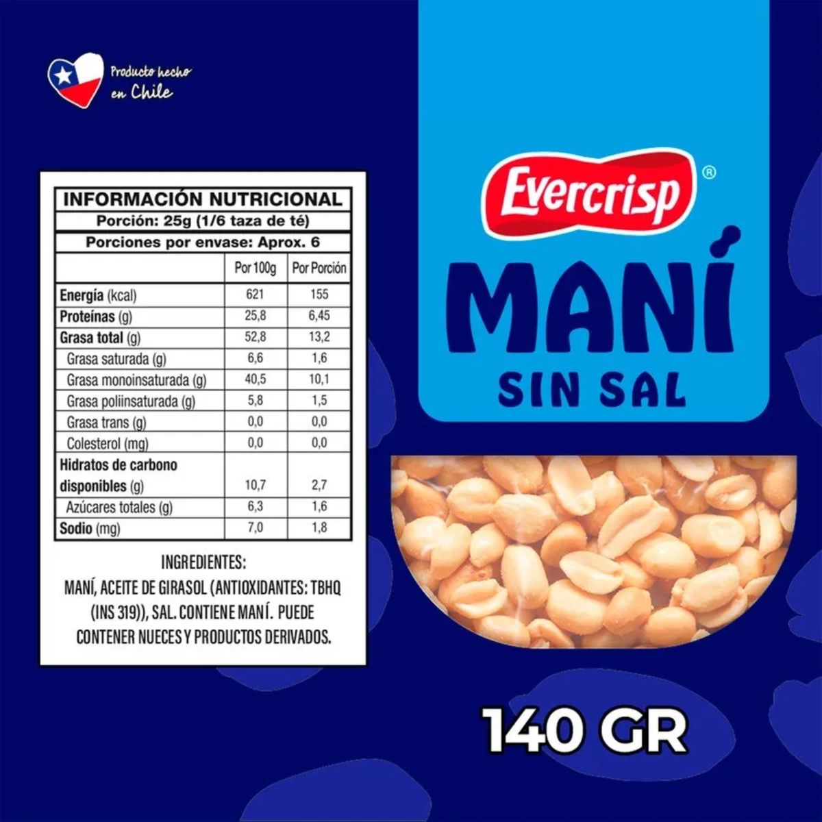 EVERCRISP - Maní sin Sal