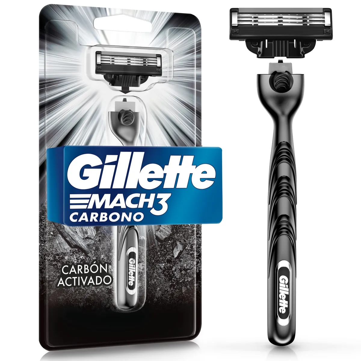 GILLETTE - Máquina de Afeitar Gillette Mach3 Carbón Activado Hombre UN