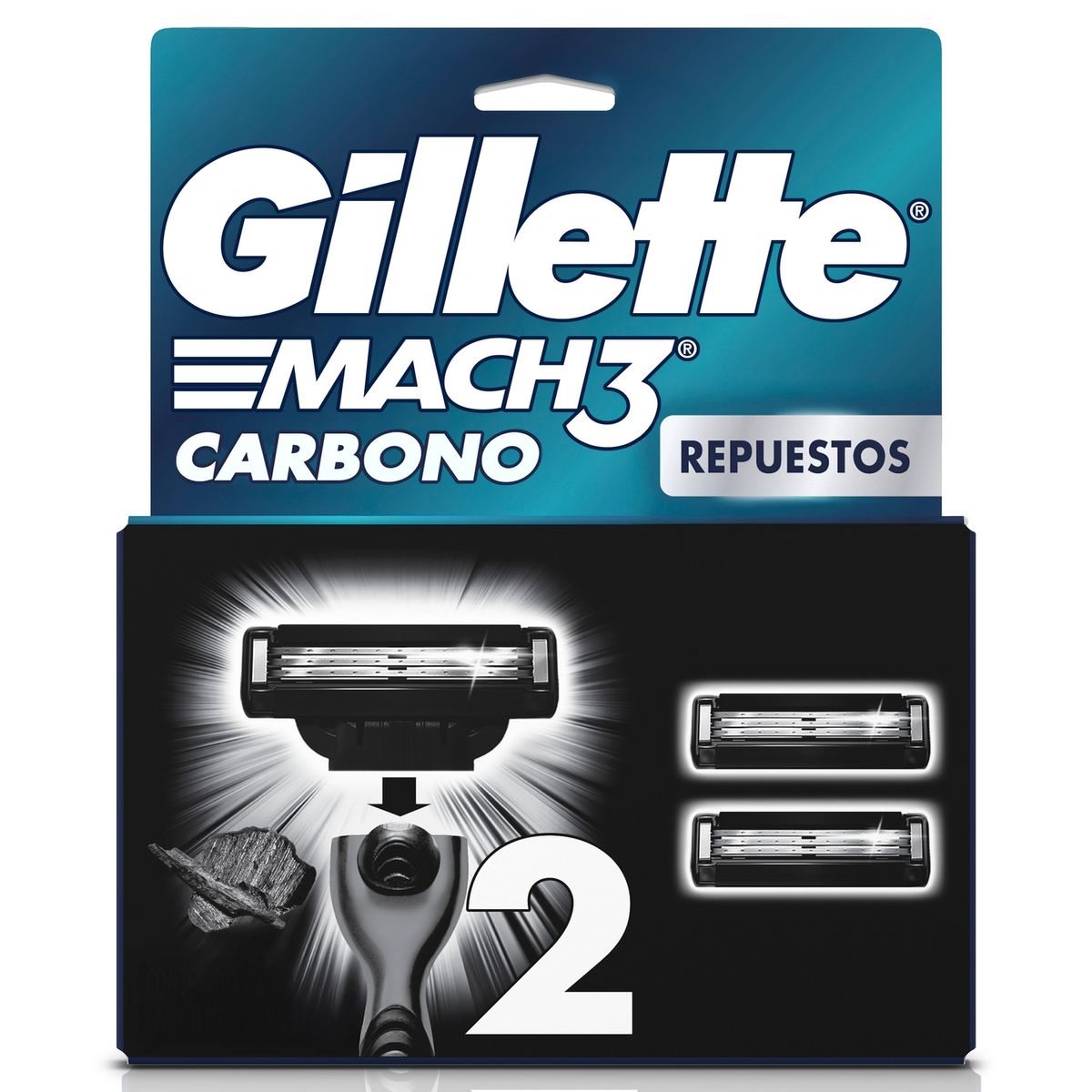 GILLETTE - Respuesto Máquina de Afeitar Carbón Gillete 2 Un