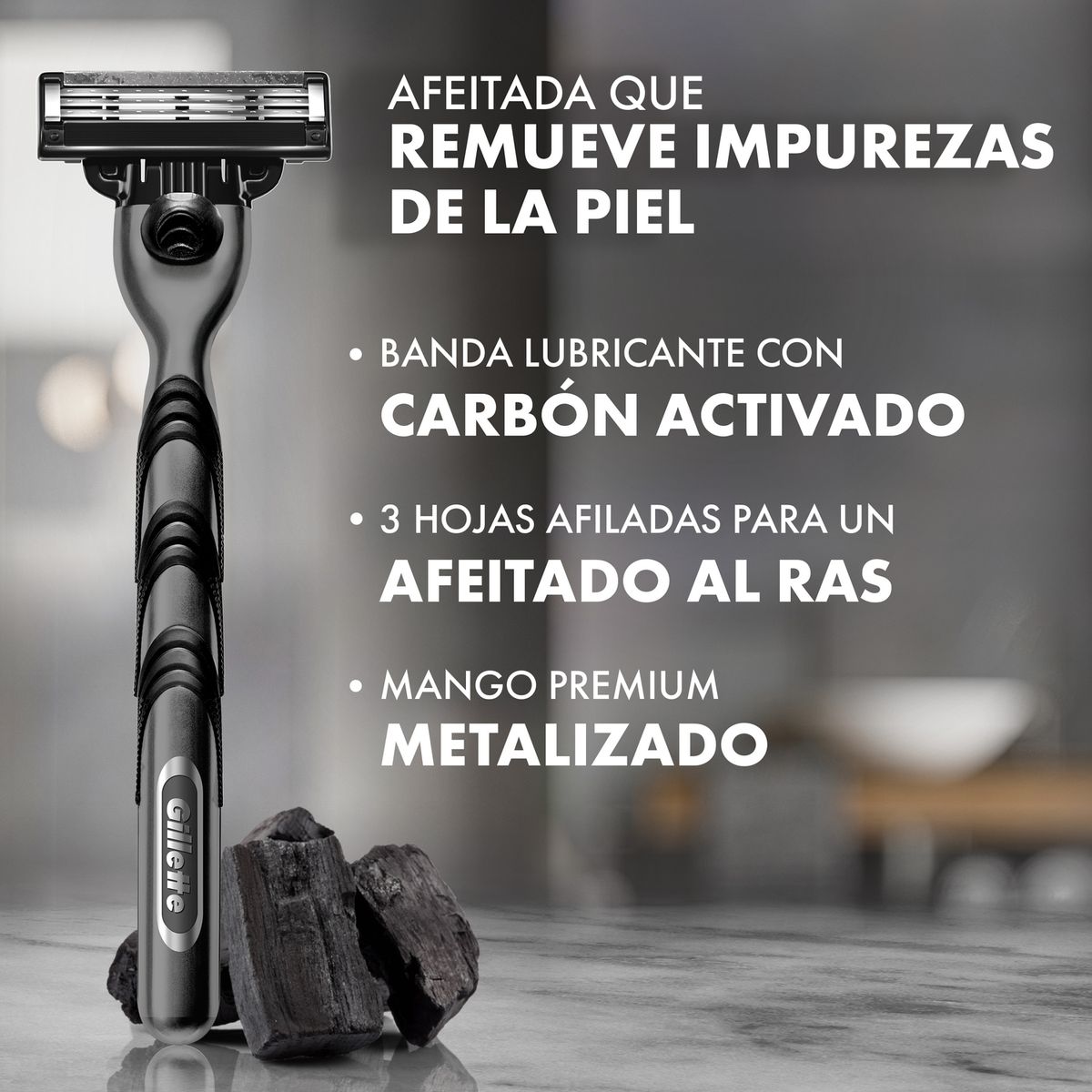 GILLETTE - Respuesto Máquina de Afeitar Carbón Gillete 4 Un