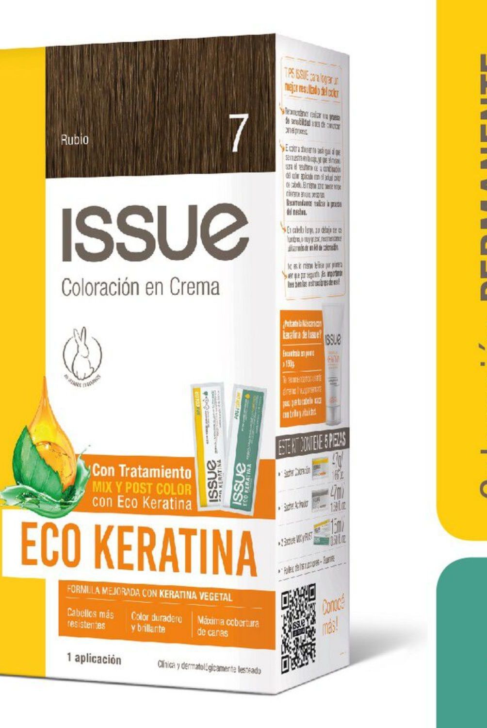 ISSUE - Coloración Tinte Issue Kit Eco Keratina Rubio N° 7 1 Un