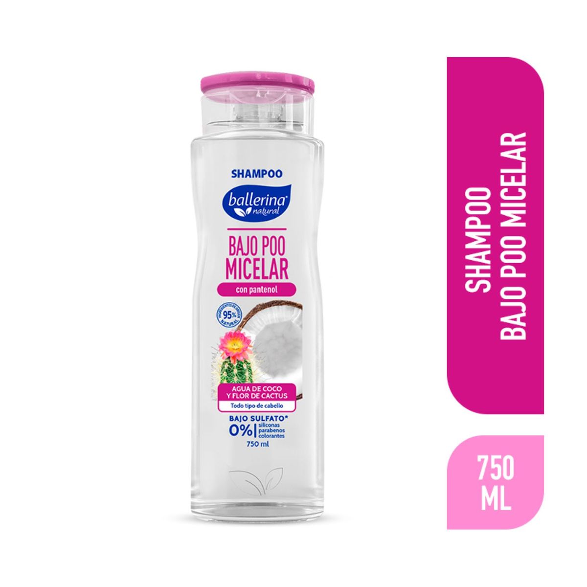 BALLERINA - Shampoo Micelar Sin Sulfato Agua de Coco y Flor de Cactus