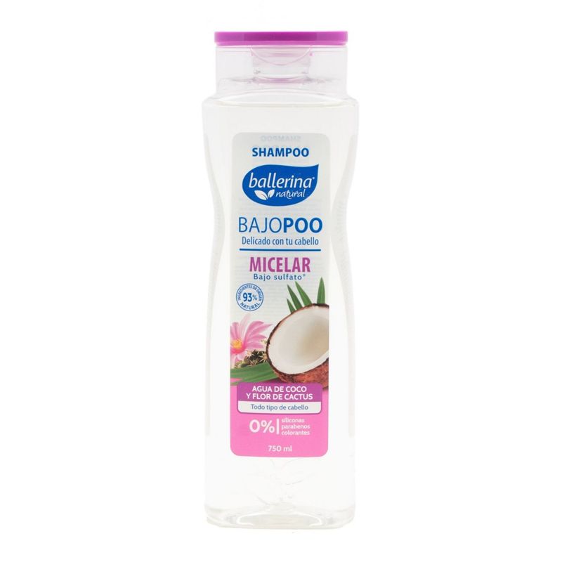 BALLERINA - Shampoo Micelar Sin Sulfato Agua de Coco y Flor de Cactus